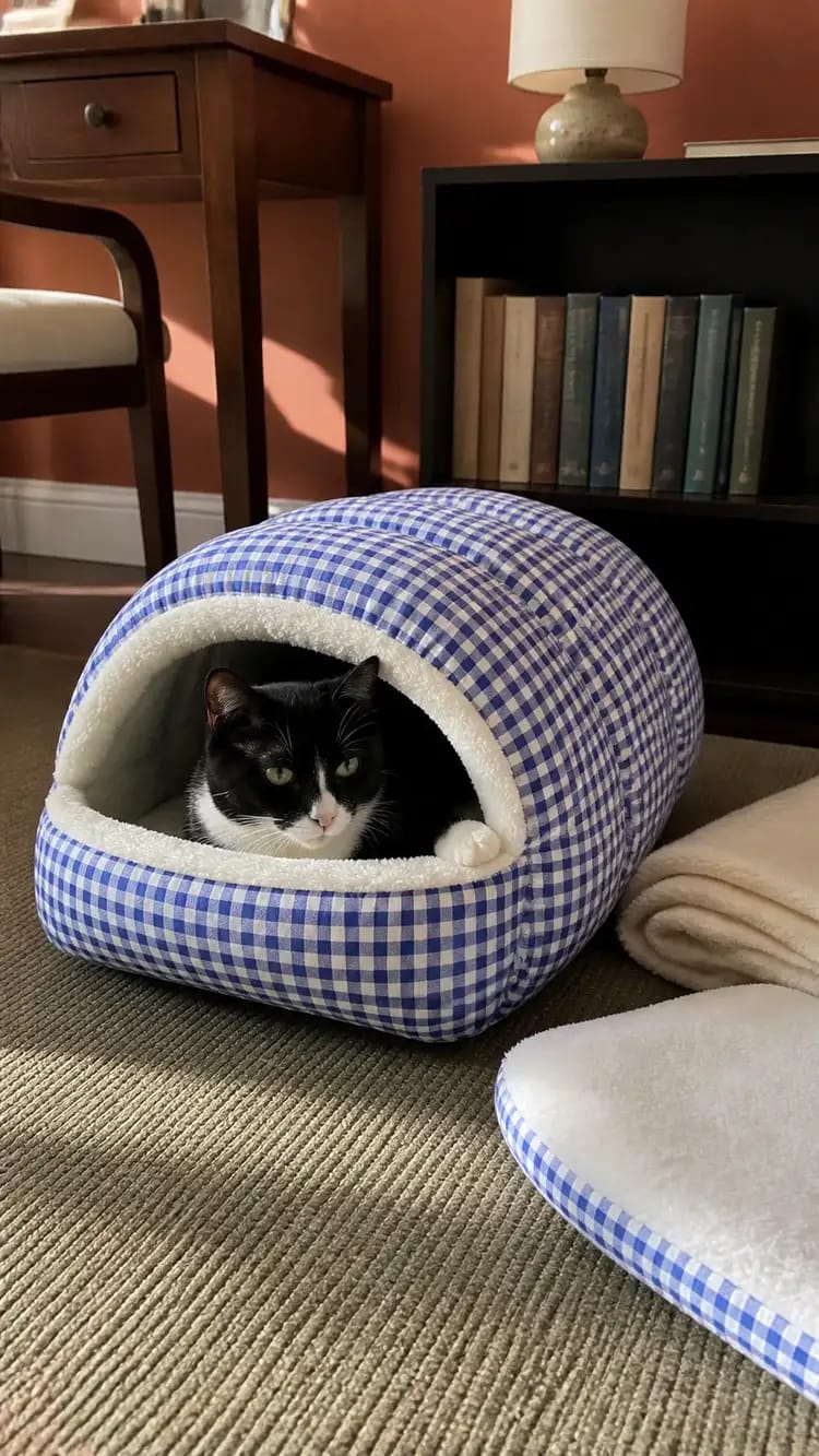 Customer photo review of Cozy Cave Pet Bed for Security & Warmth