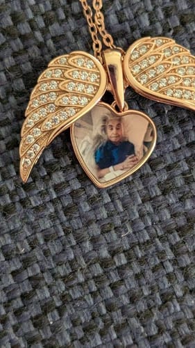 Customer photo review of Custom Angel Photo Locket Necklace