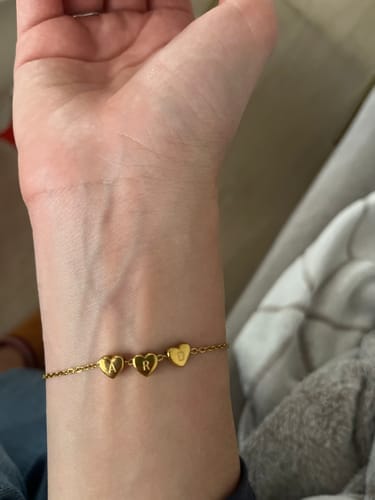 Customer photo review of Custom Heart Initial Bracelet