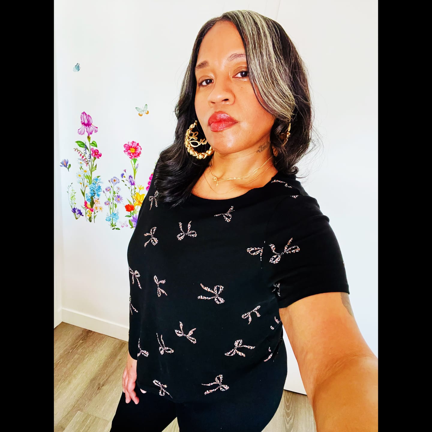 Customer photo review of XOXO Name Hoop Earrings