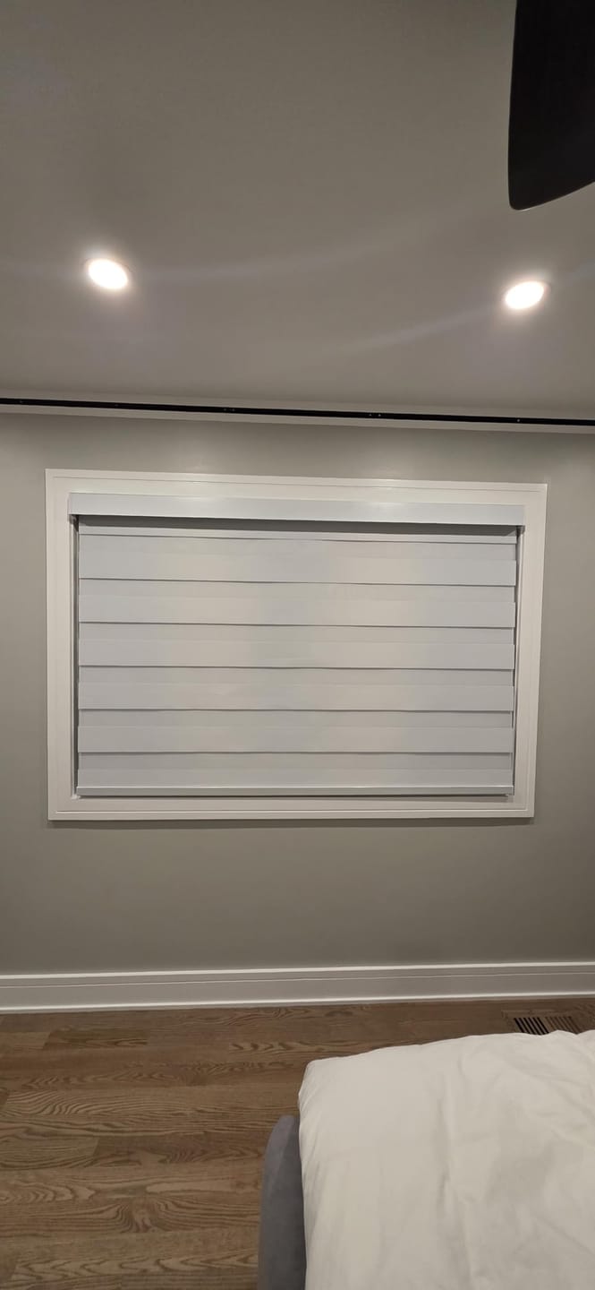 Customer photo review of Bringnox Motorized Zebra Roller Blinds 100% Blackout