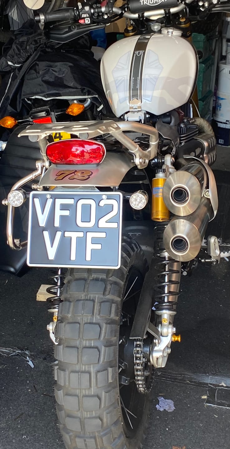 Customer photo review of Classic Metal Pressed Motorcycle Number Plate - 9 x 7 Inches
