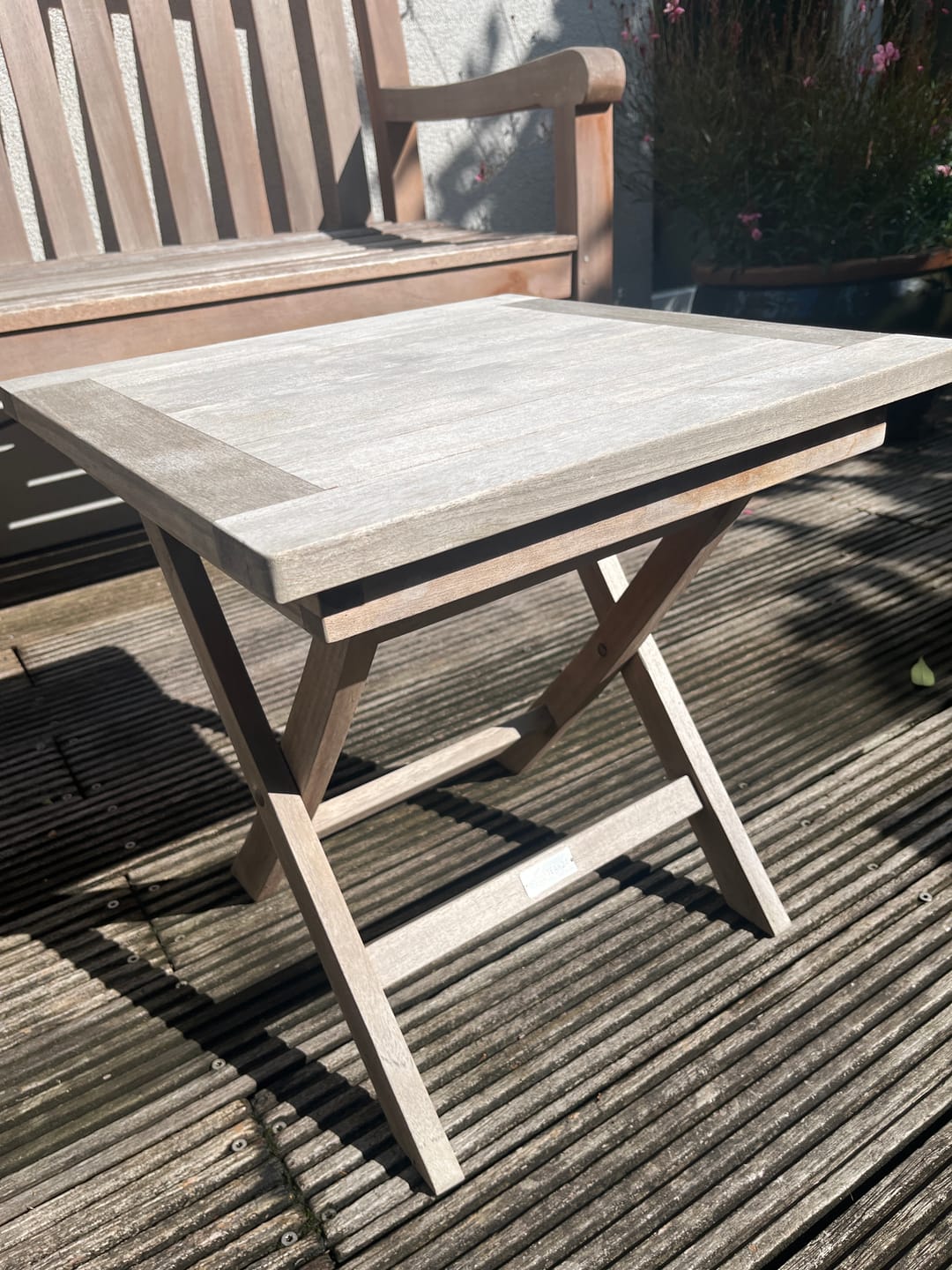 Customer photo review of Teak Classic Beistelltisch klappbar quadratisch - 45 x 45 cm