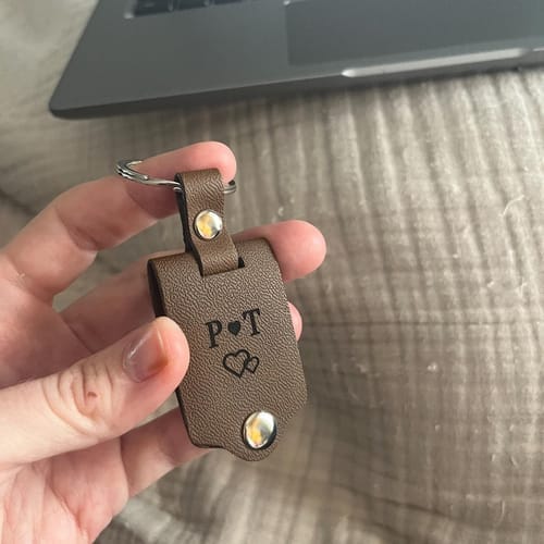Customer photo review of Custom Leather Photo Keychain