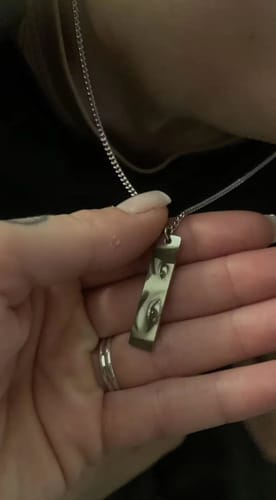 Customer photo review of Custom Eyes Necklace