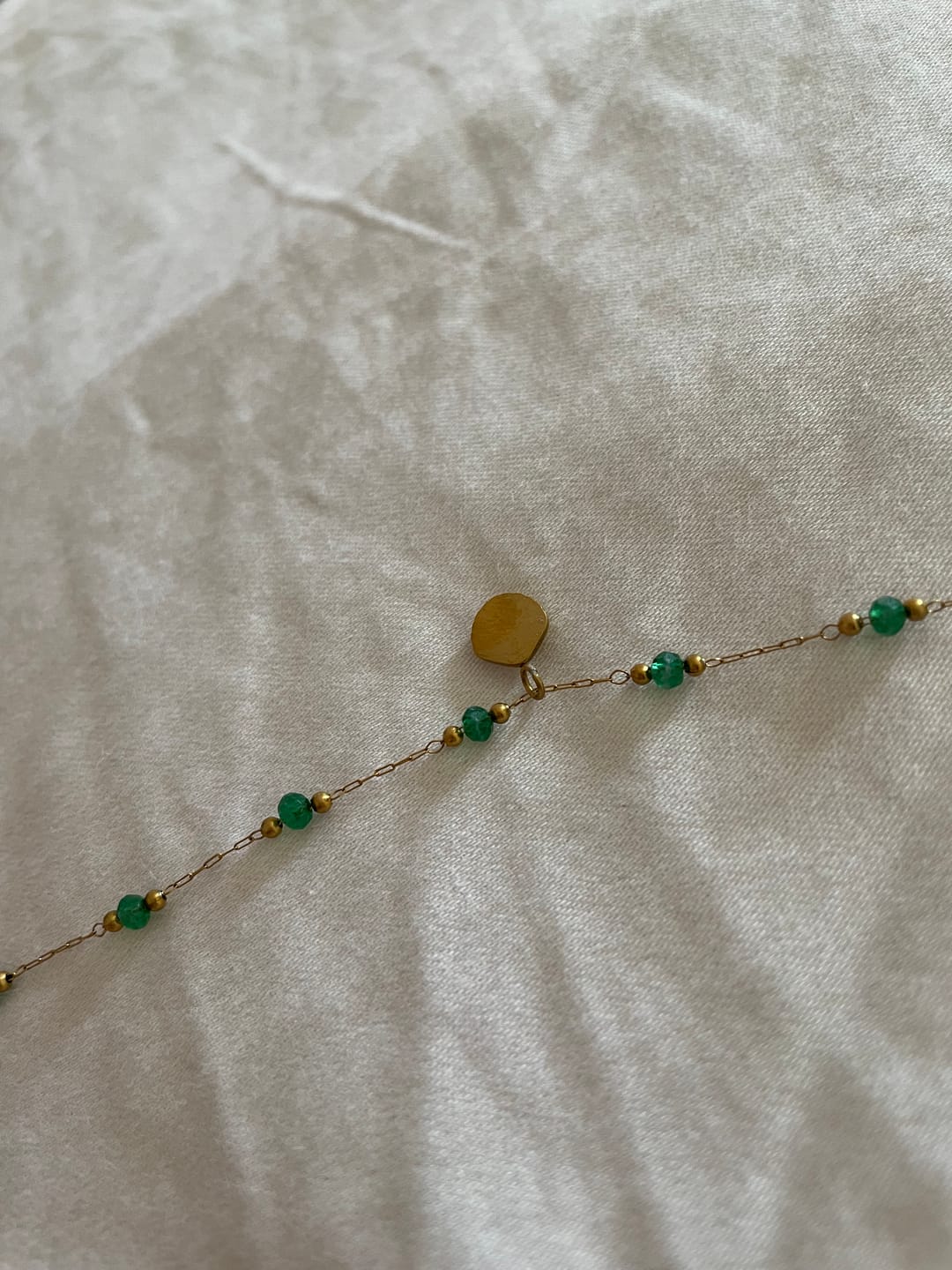 Customer photo review of Nerissa Gold Shell & Green Bead Necklace