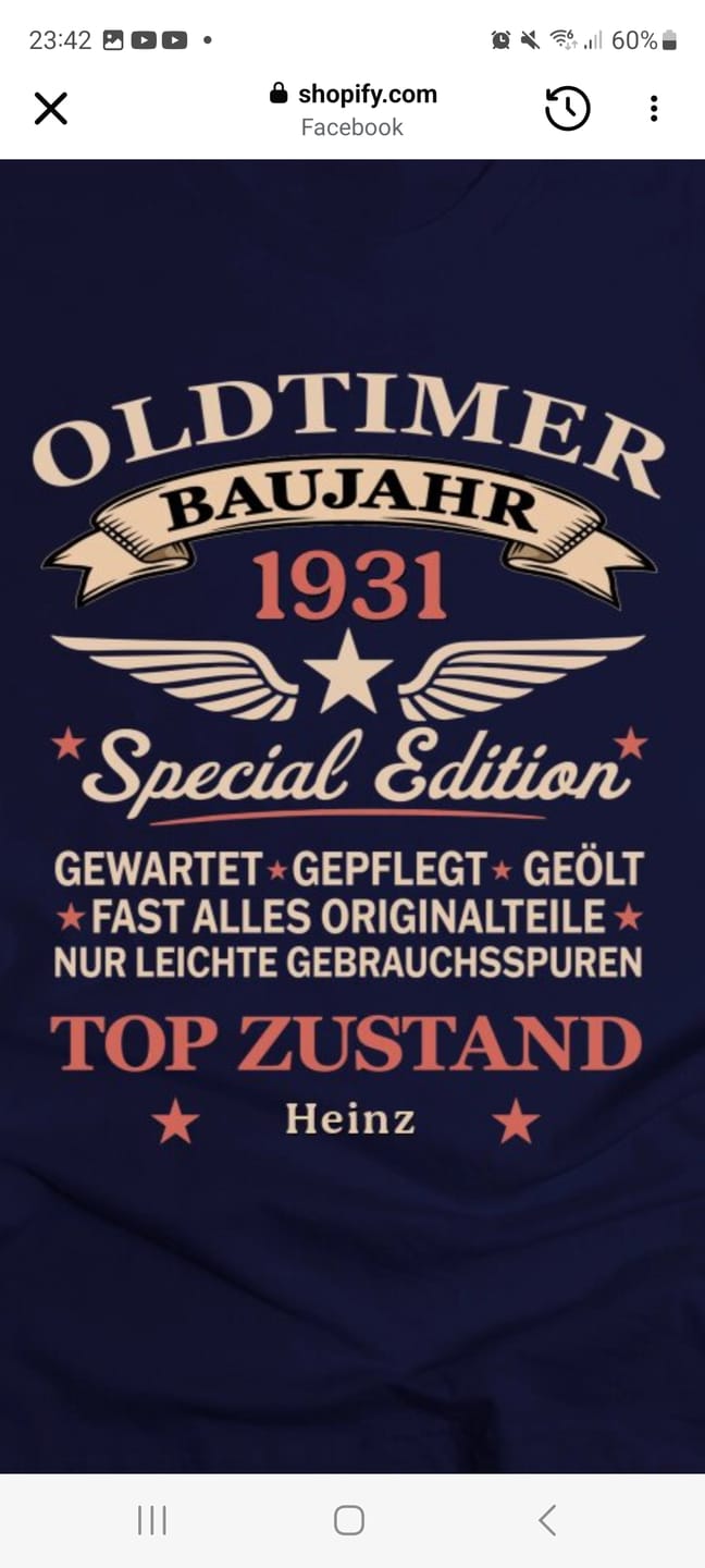 Customer photo review of Oldtimer - Personalisiertes T-Shirt zum Geburtstag mit Vintage Design