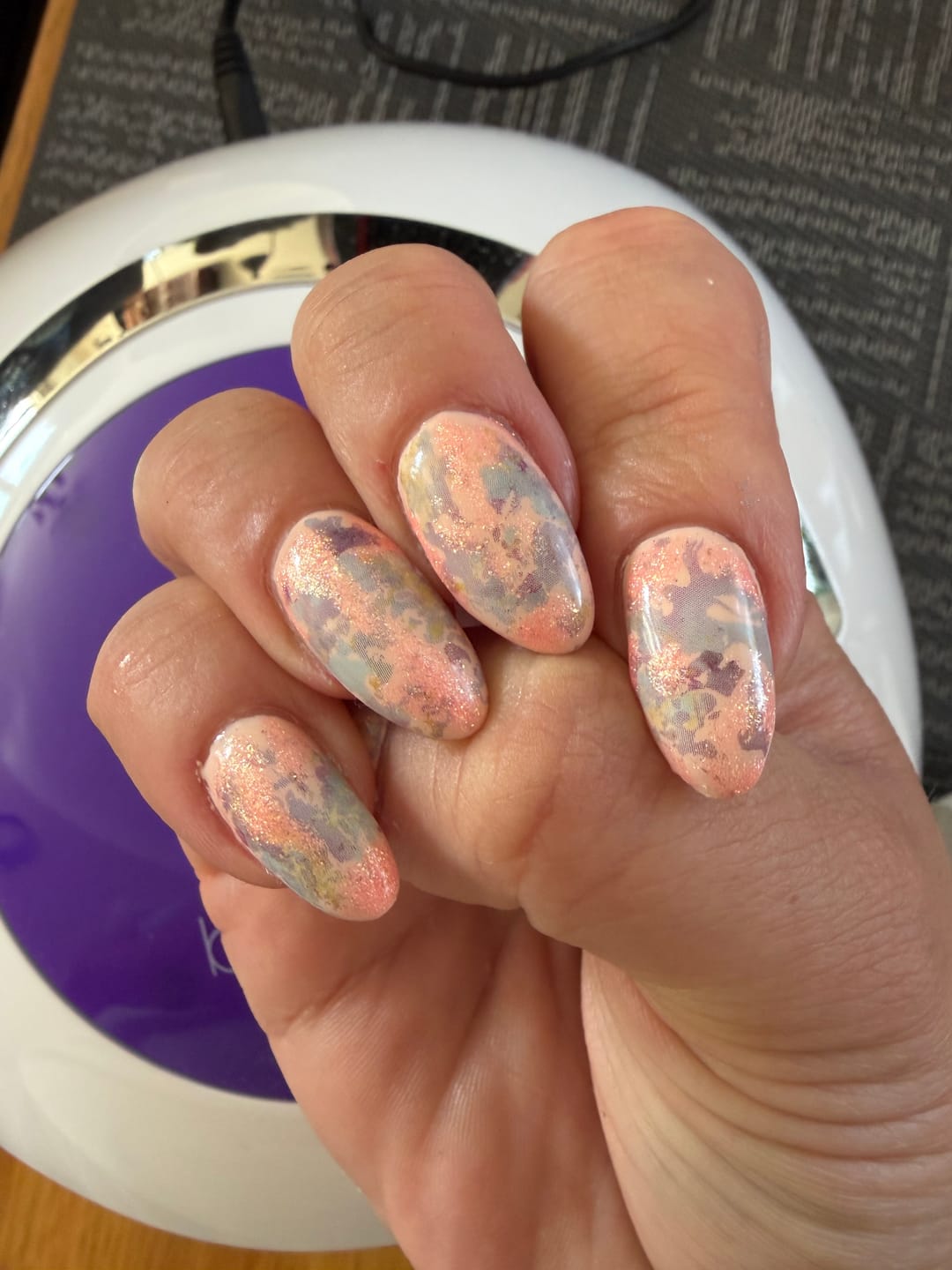 Customer photo review of Semilac Nail Transfer Foil Grey Marble 10