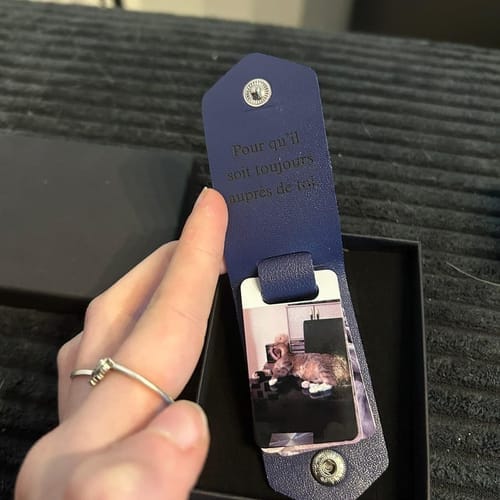 Customer photo review of Custom Leather Photo Keychain