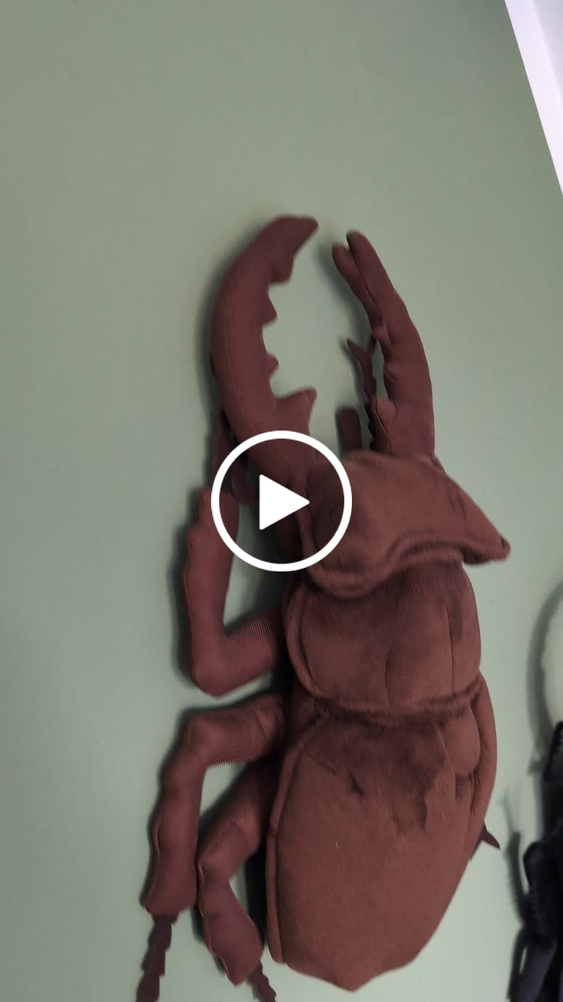 Customer video review of Giraffe Stag Beetle Soft Stuffed Plush Toy