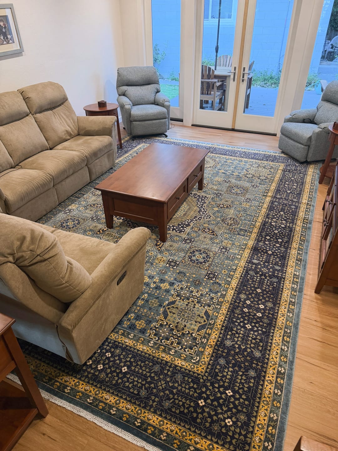 Customer photo review of Denim Blue & Soft Gold Sultanate Mamluk • Transitional Handmade Area Rug (10'2"x13'10")