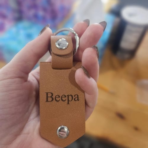 Customer photo review of Custom Leather Photo Keychain