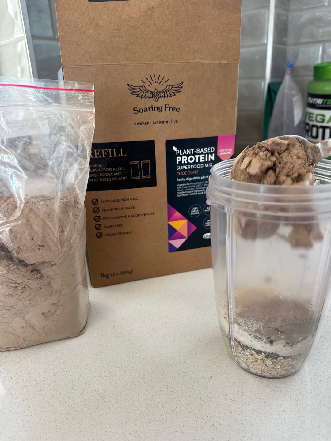 Customer photo review of Chocolate Plant-Based Protein Superfood Mix