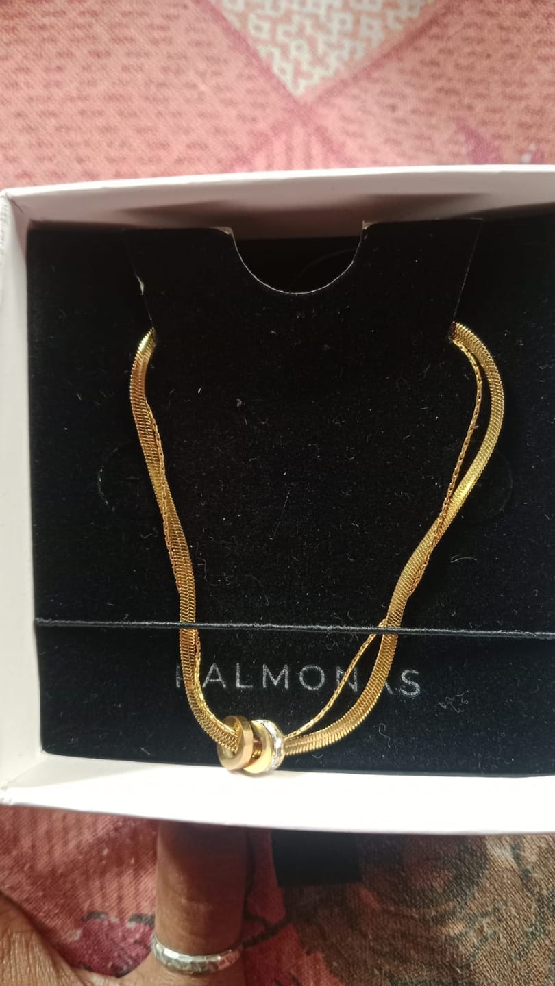Customer photo review of Gilded Rings Layered Necklace