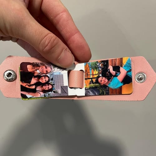 Customer photo review of Custom Leather Photo Keychain