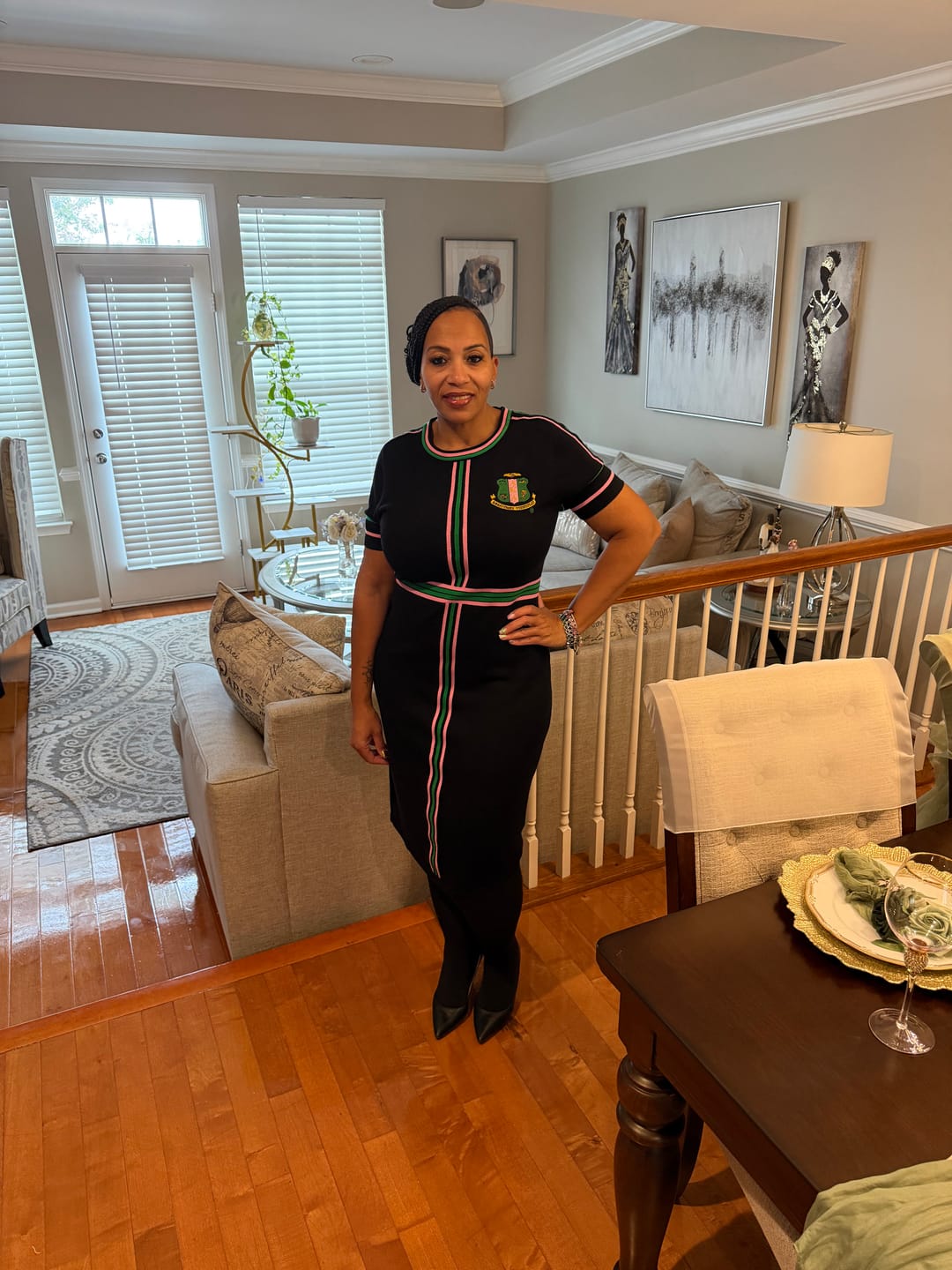 Customer photo review of The Short Sleeved Striped Knit Dress AKA -BLACK- PRE ORDER