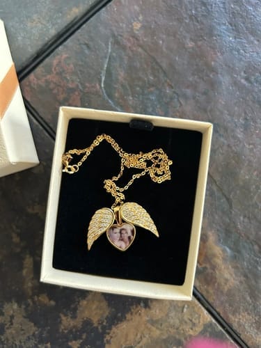 Customer photo review of Custom Angel Photo Locket Necklace