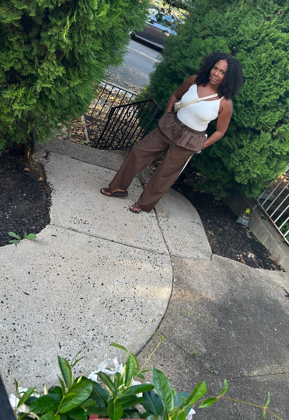 Customer photo review of Side-Stripe Peplum Pants