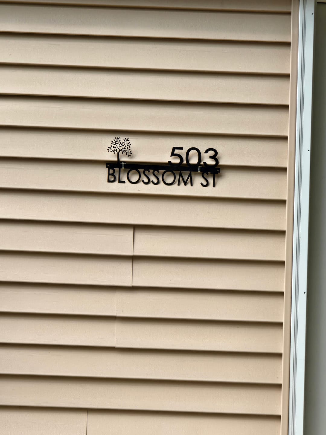 Customer photo review of Special Offer Modern Outdoor House Numbers - 3 Sizes - Personalized Address Signs for House
