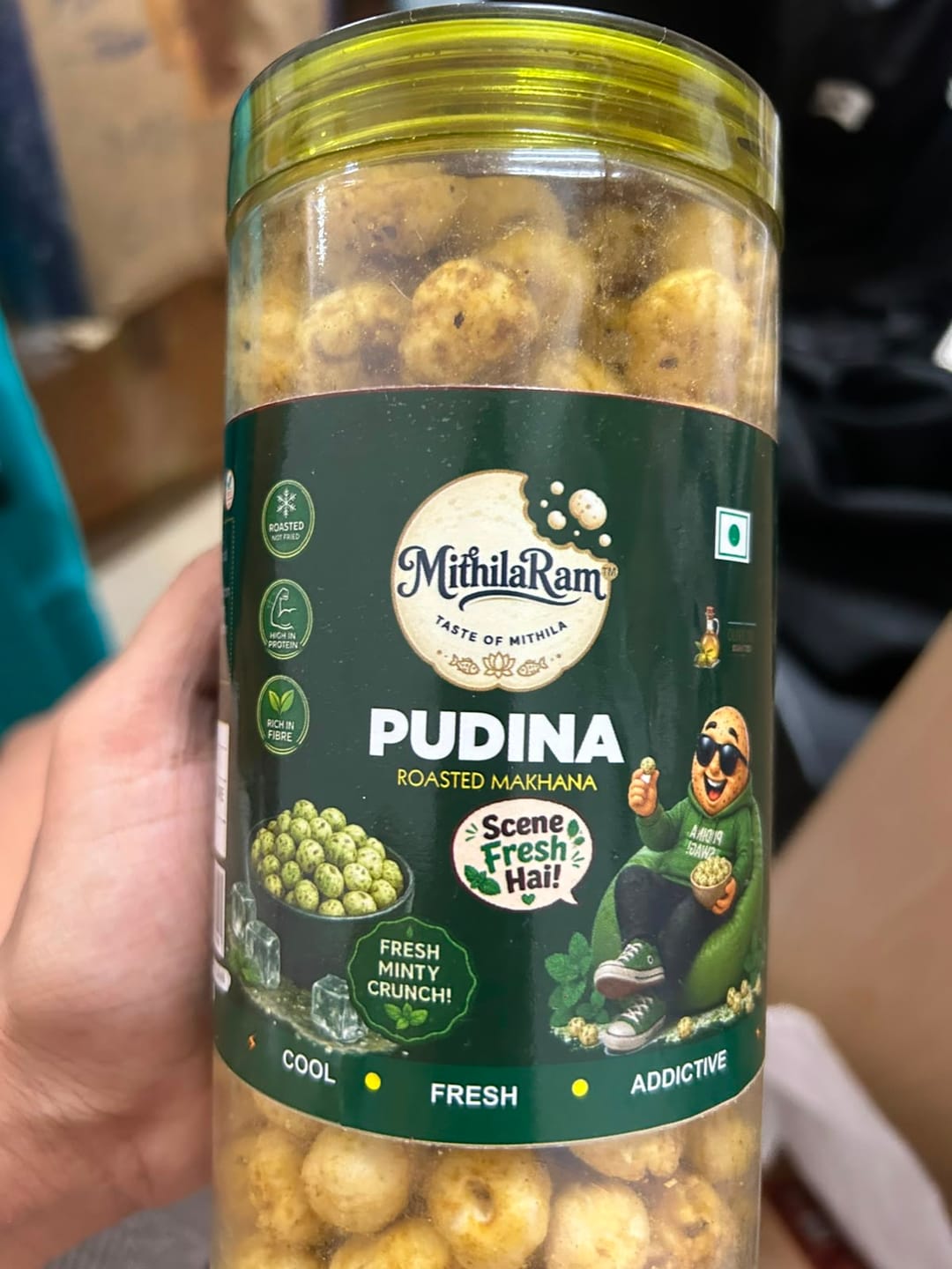 Customer photo review of MithilaRam™ Pudina Olive Oil Roasted Makhana (85 g)