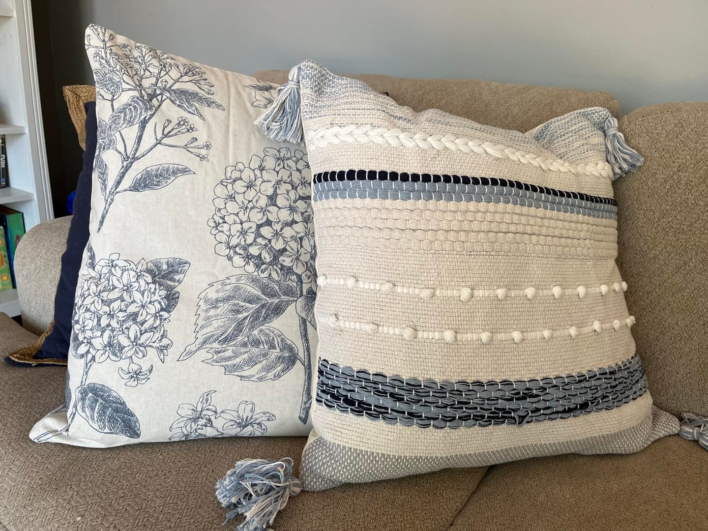 Customer photo review of Signature Handmade Coastal Blue Woven Square Pillow Cover 18x18 20x20 22x22