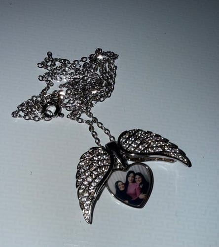 Customer photo review of Custom Angel Photo Locket Necklace
