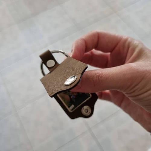 Customer photo review of Custom Leather Photo Keychain