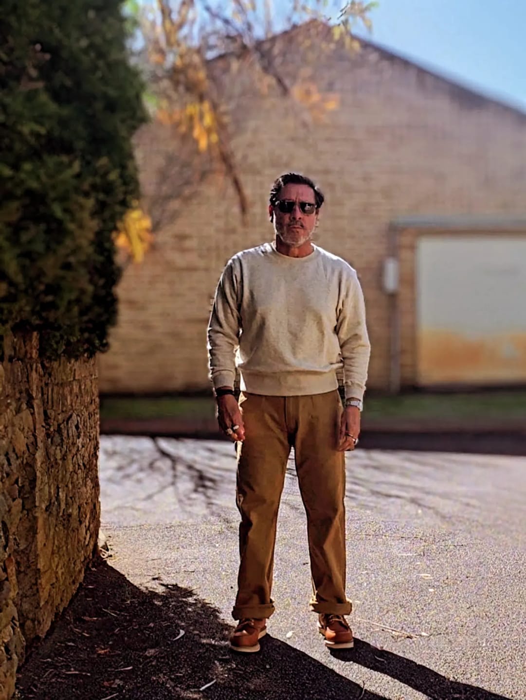 Customer photo review of 1950s Double-V Tubular Crewneck Sweatshirt