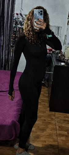 Customer photo review of Women’s Long-Sleeve Sculpting Jumpsuit – Sculpt