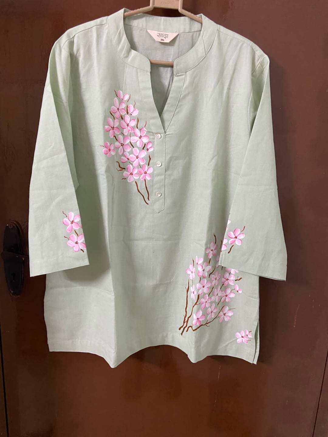 Customer photo review of Women Mint Green Airy Linen Short Kurta