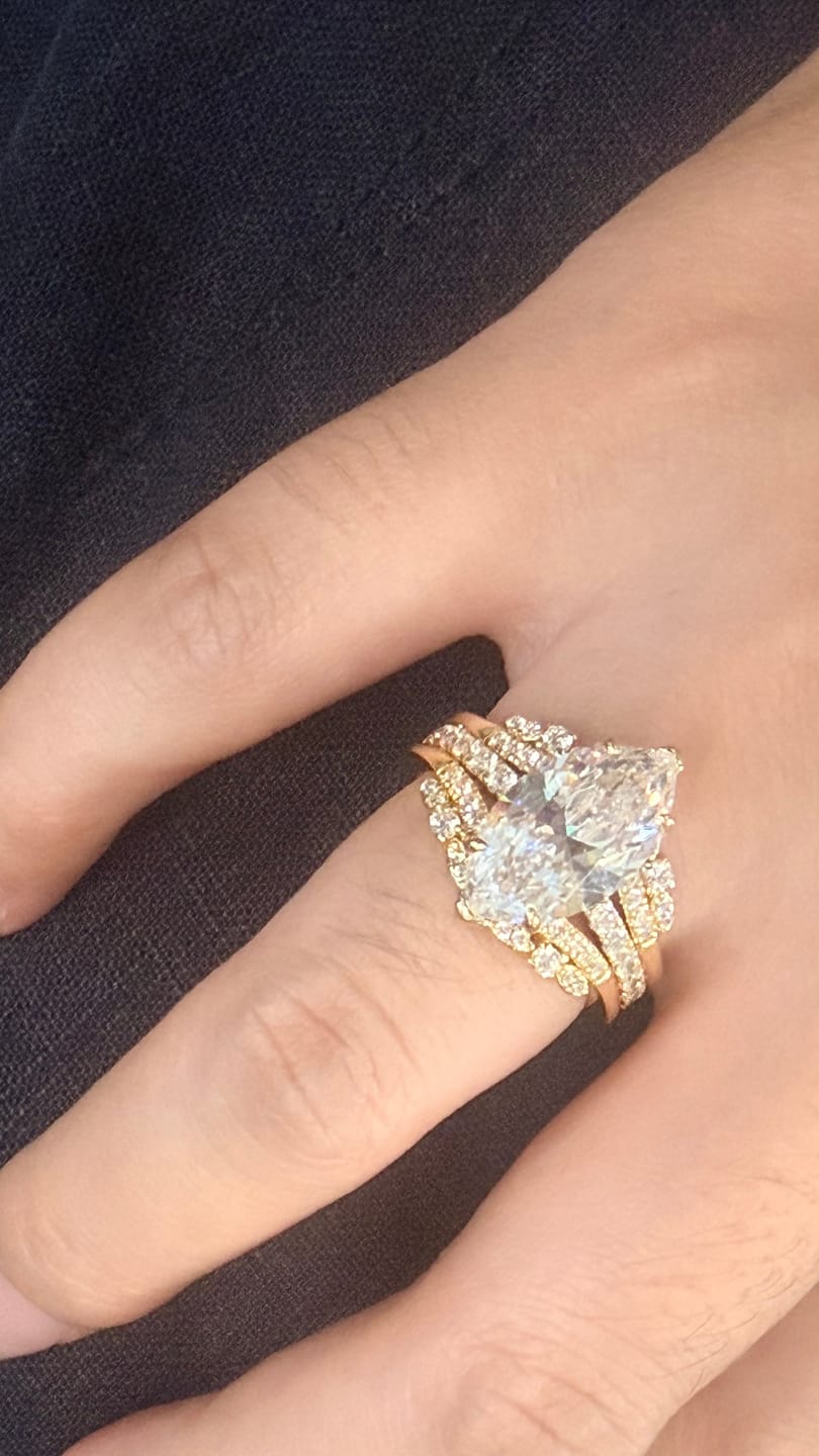 Customer photo review of S925 Vintage 2.5Ct Marquise Cut Insert Wedding Ring Set In Sterling Silver