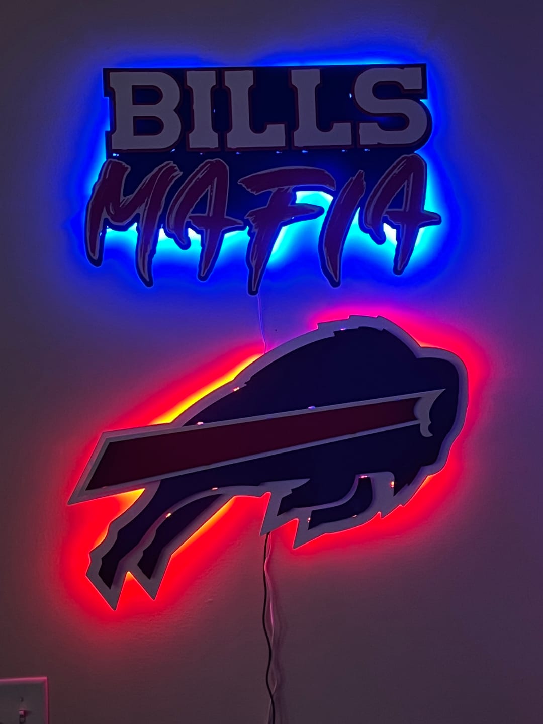 Customer photo review of Buffalo Bills "BILLS MAFIA" Wordmark 3D Vintage Metal Wall Art