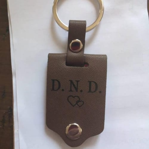 Customer photo review of Custom Leather Photo Keychain