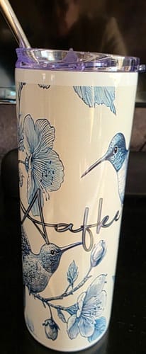Customer photo review of RVS Tumbler 600ml (20oz) – Witte Sublimatiebeker met Deksel