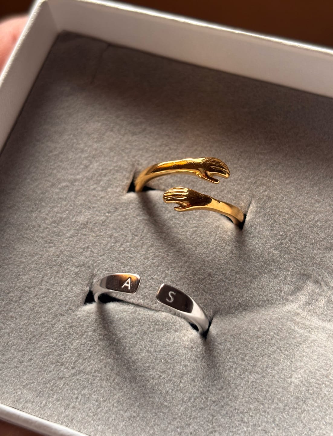 Customer photo review of Double Initial Ring