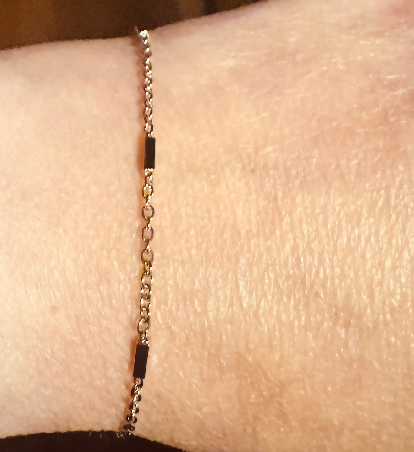 Customer photo review of Marlee 18k White Gold Plated Stacking Bracelet Chain
