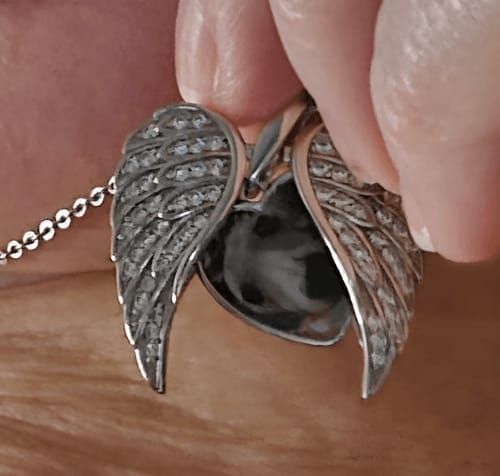 Customer photo review of Custom Angel Photo Locket Necklace