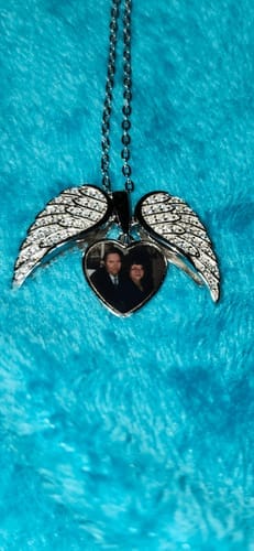 Customer photo review of Custom Angel Photo Locket Necklace