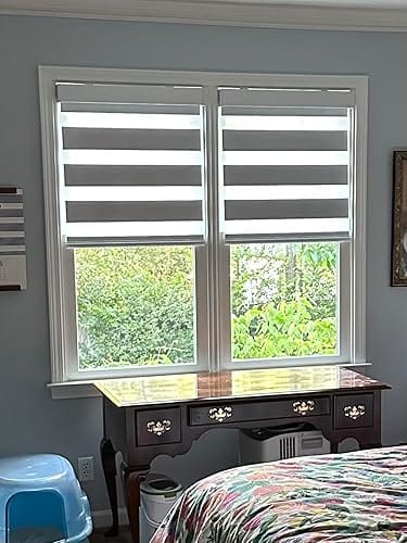 Customer photo review of Bringnox Motorized Zebra Roller Blinds 100% Blackout