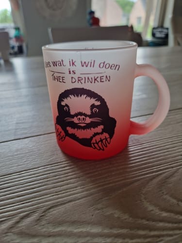Customer photo review of Glazen mok 330ml Frosted Gradient rood voor sublimatie