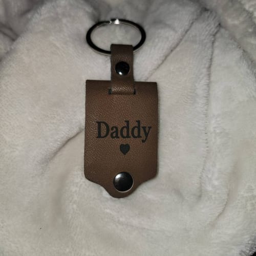 Customer photo review of Custom Leather Photo Keychain