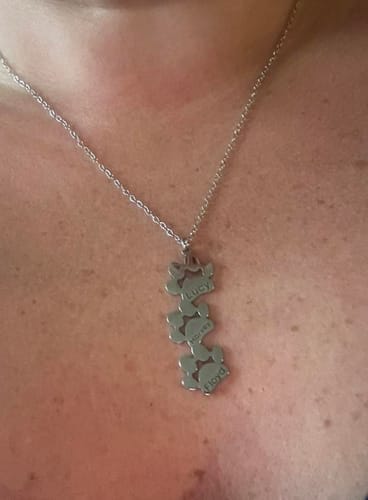 Customer photo review of Custom Paw Name Necklace