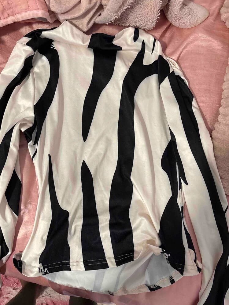 Customer photo review of Ninonine "Sloane" | Abstract Geometric Mock Neck Top