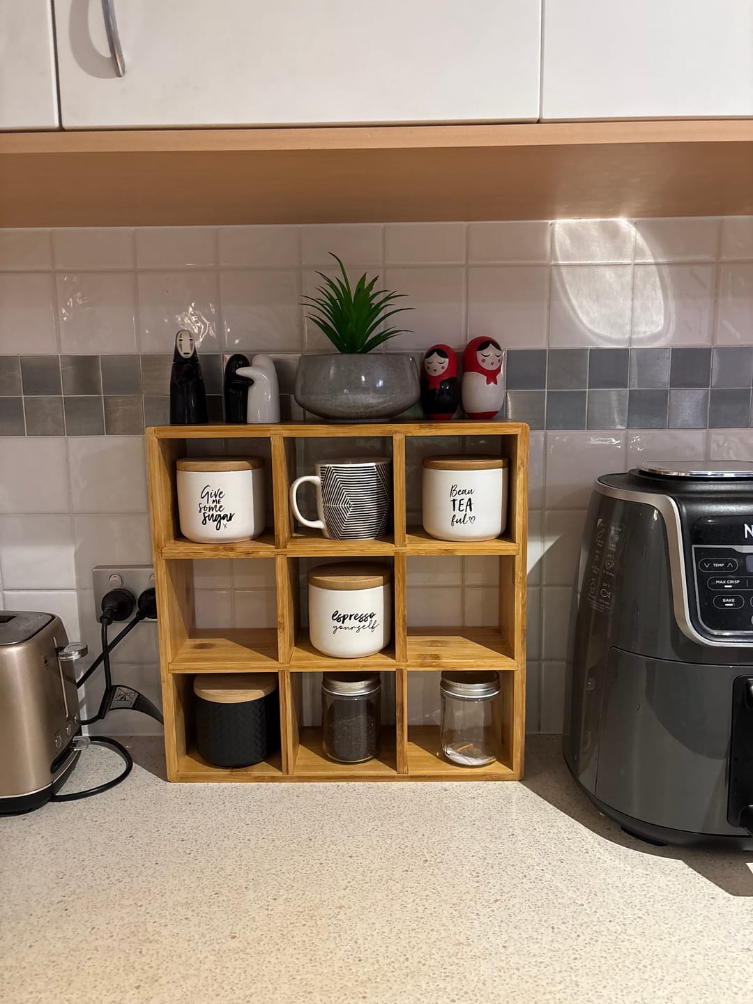 Customer photo review of Coffee Tea Mug Cup Display Shelf (9 Cube)