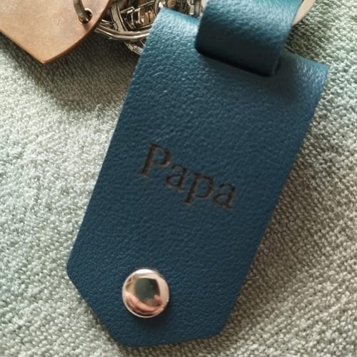 Customer photo review of Custom Leather Photo Keychain