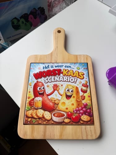 Customer photo review of Houten Kaasplank Vierkant met Keramische Tegel voor sublimatie