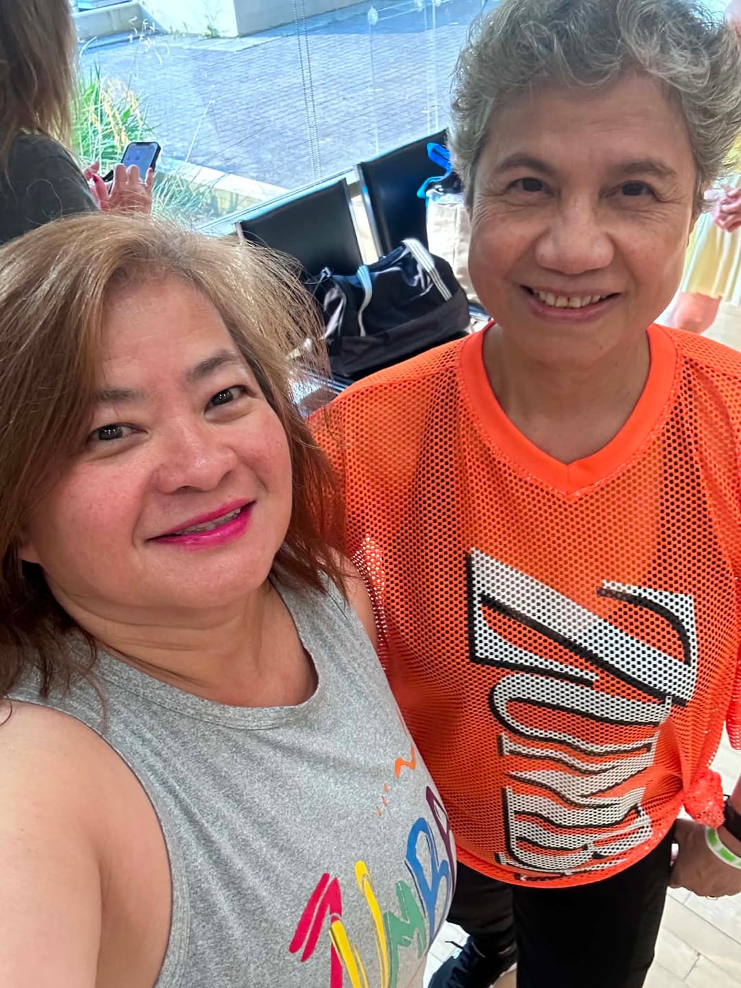 Customer photo review of Dale-Z Oversized Mesh V-Neck Top