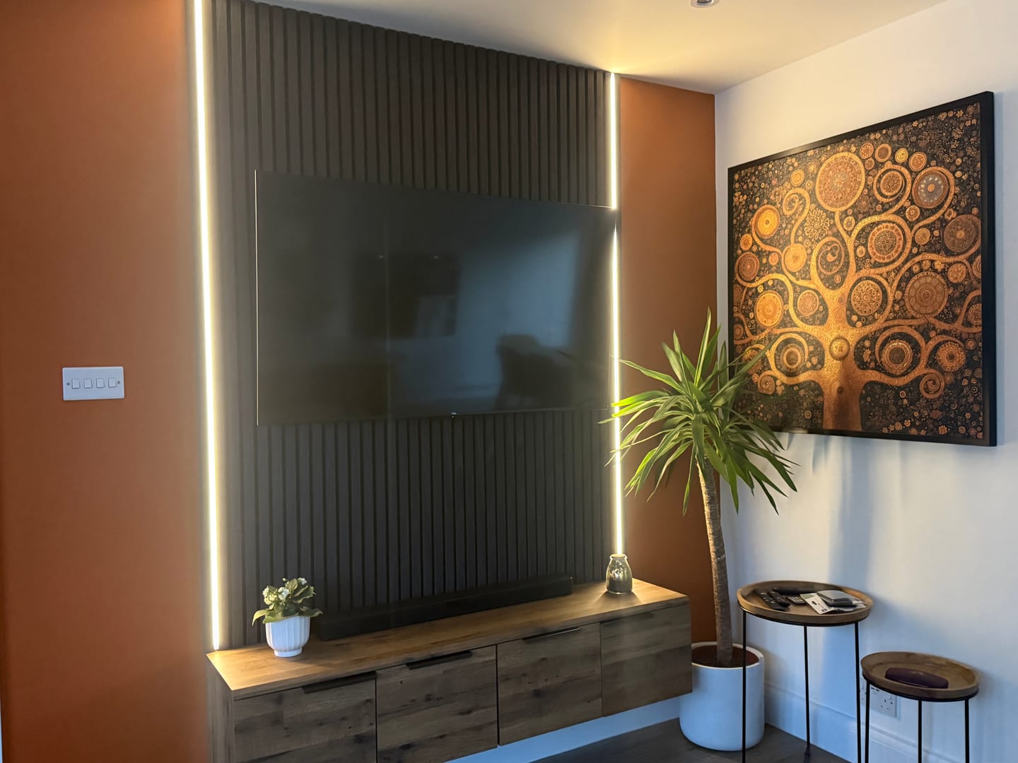 Customer photo review of Acoustic Slat Wall Panels Wooden Decorative Wall Panels Black Oak Premium 2.4m x 0.6m