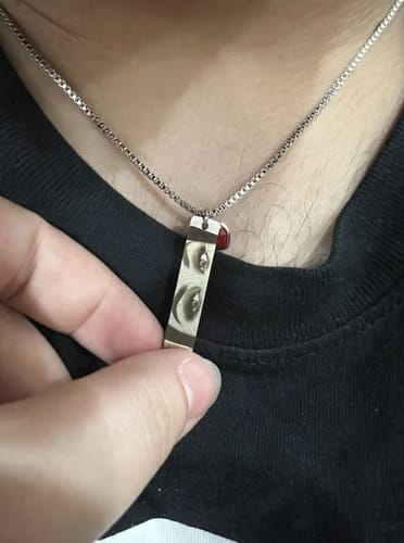 Customer photo review of Custom Eyes Necklace