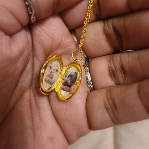 Customer photo review of Custom Photo Oval Locket Necklace